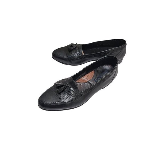 International Passport men's  Black Leather Slip-On Loafers With Tassel Detail S - Picture 1 of 13